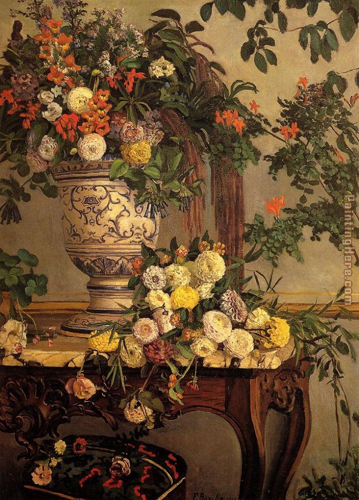 Flowers painting - Frederic Bazille Flowers art painting